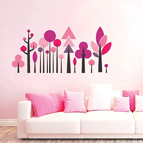 Geometric Tree Magenta Wall Sticker view 2
