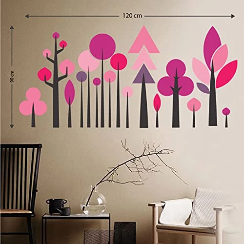 Geometric Tree Magenta Wall Sticker view 6