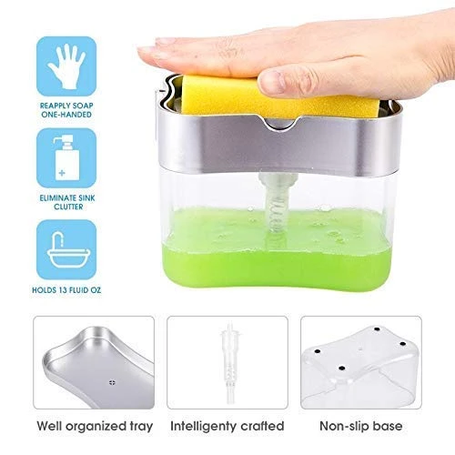 2 1 Soap Pump Plastic Dispenser - 385ml, 2 in 1, Plastic view 7