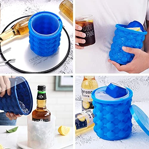 Foldable Bucket - Blue, Silicone, 2 in 1 view 3