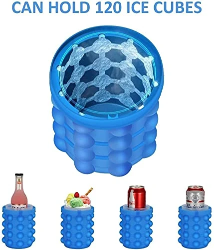 Foldable Bucket - Blue, Silicone, 2 in 1 view 4
