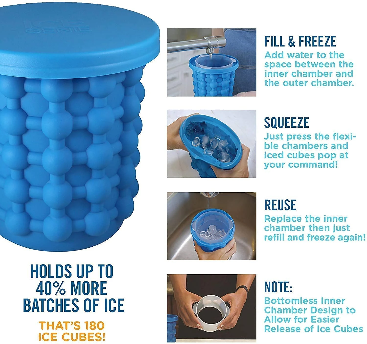 Foldable Bucket - Blue, Silicone, 2 in 1 view 7