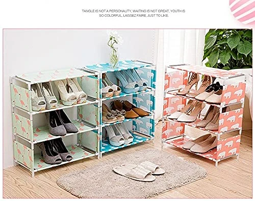Foldable Shoe Rack - 4 Shelves, White, Portable view 1