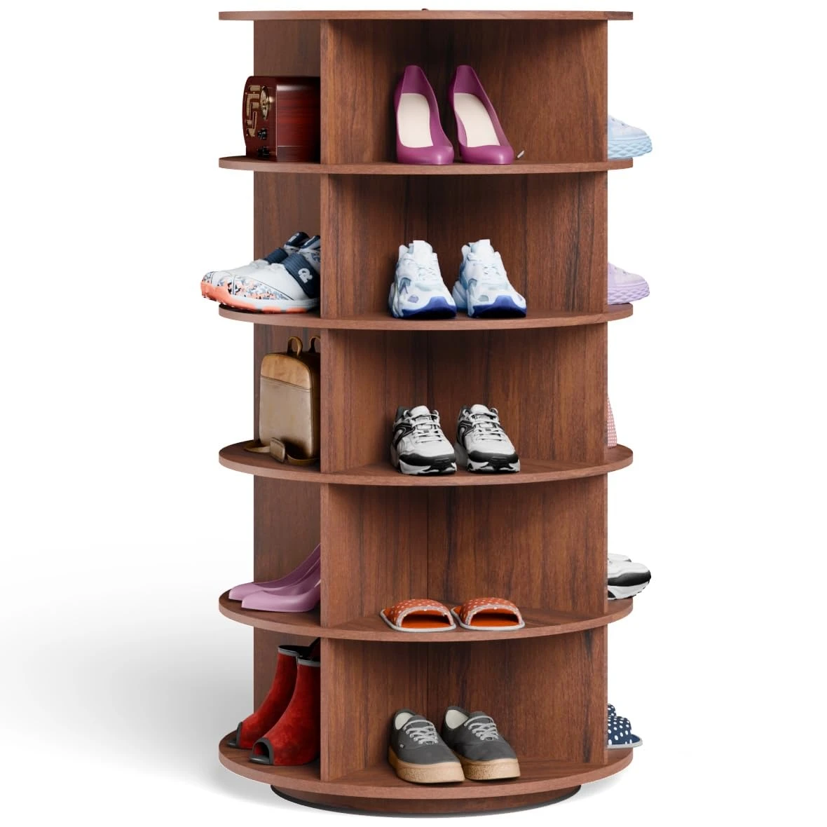 Foldable Shoe Rack - 4 Shelves, White, Portable view 3