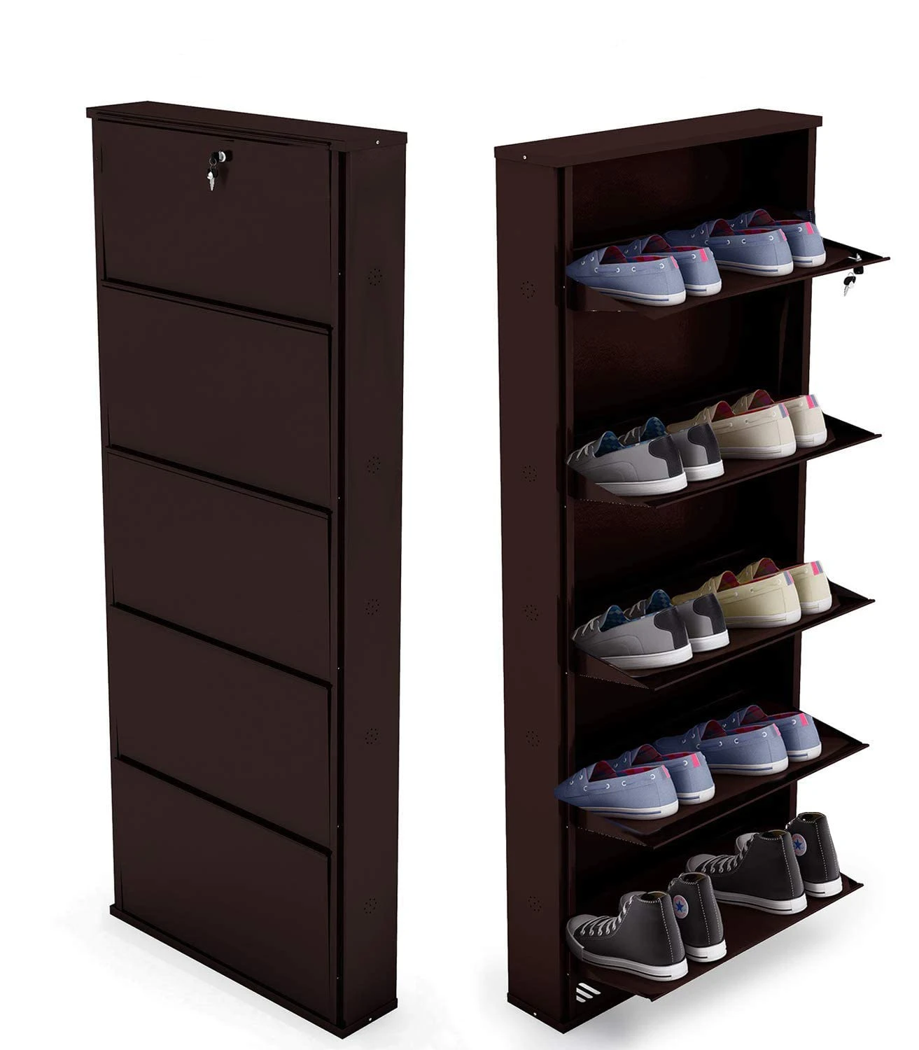 Foldable Shoe Rack - 4 Shelves, White, Portable view 5