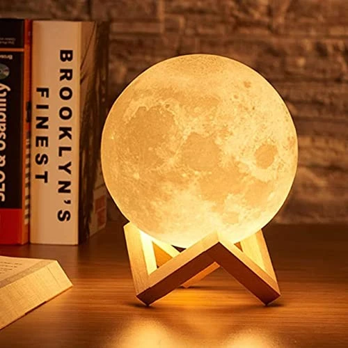 3D Moon Night Lamp - Wooden view 1