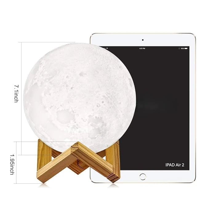 3D Moon Night Lamp - Wooden view 2