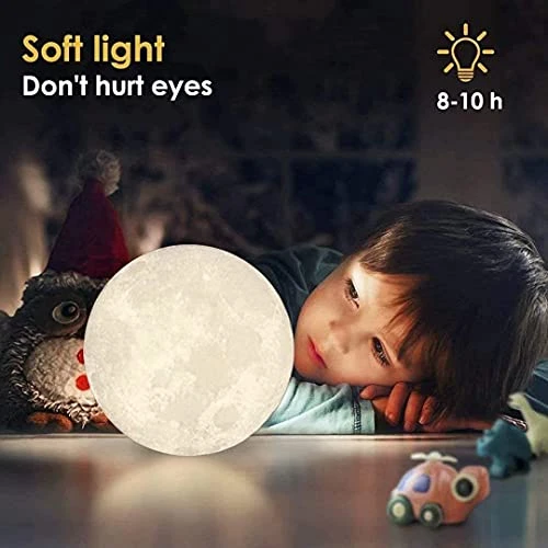 3D Moon Night Lamp - Wooden view 6
