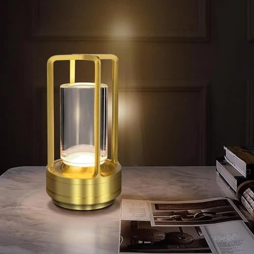 Cordless Table Lamp Indoor, Portable Metal - Gold, Portable, Rechargeable view 1