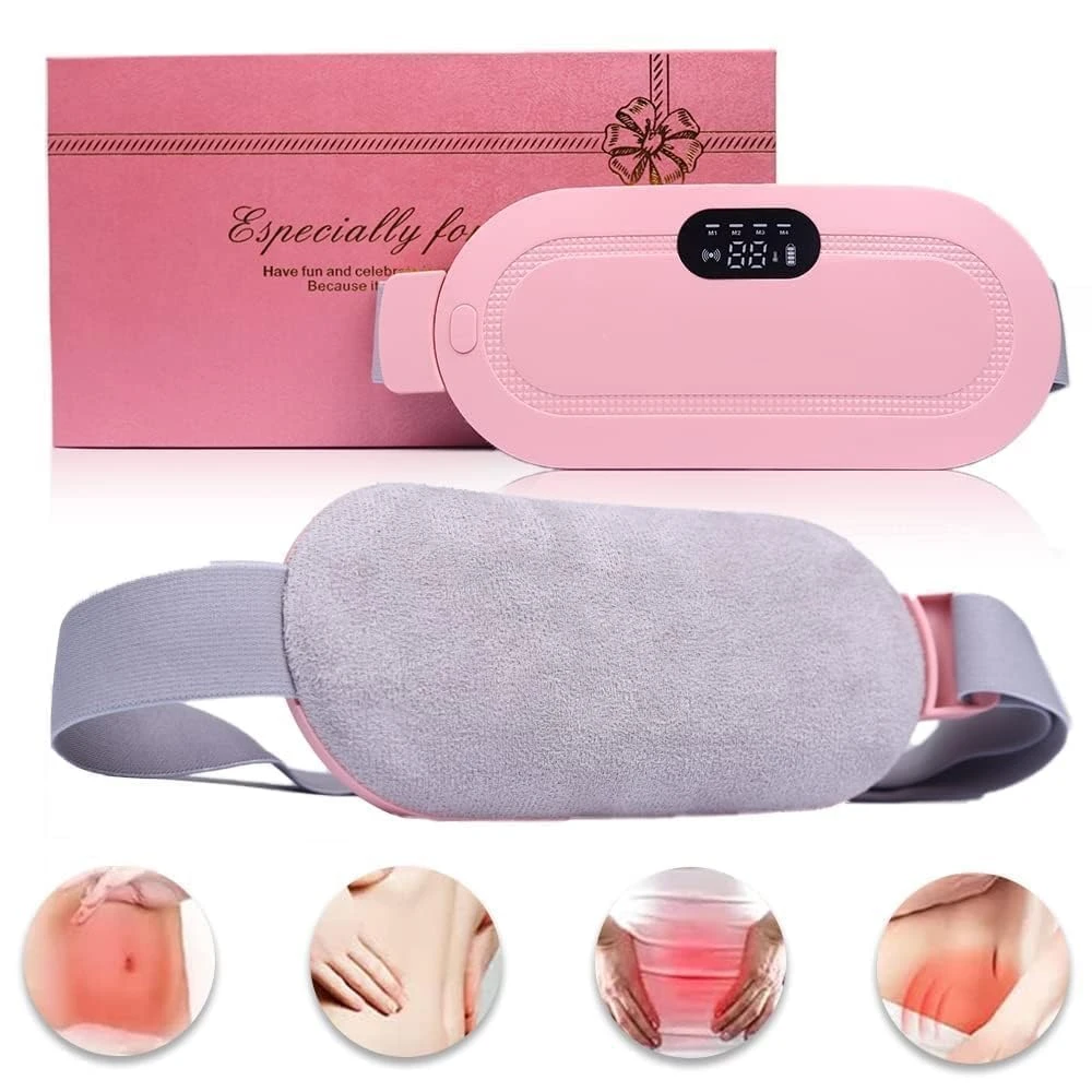 Design Studio Portable Cordless Heating Pad for Menstrual Cramps Relief, for Stomach, 3-Speed Temperature Adjustment and 4-Speed Massage Modes, Back and Belly Heating Pad for Women Pink Color view 1