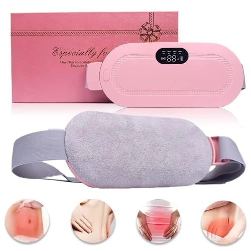 Design Studio Portable Cordless Heating Pad for Menstrual Cramps Relief, for Stomach, 3-Speed Temperature Adjustment and 4-Speed Massage Modes, Back and Belly Heating Pad for Women Pink Color view 2