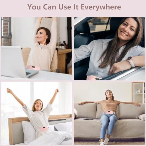 Design Studio Portable Cordless Heating Pad for Menstrual Cramps Relief, for Stomach, 3-Speed Temperature Adjustment and 4-Speed Massage Modes, Back and Belly Heating Pad for Women Pink Color view 6