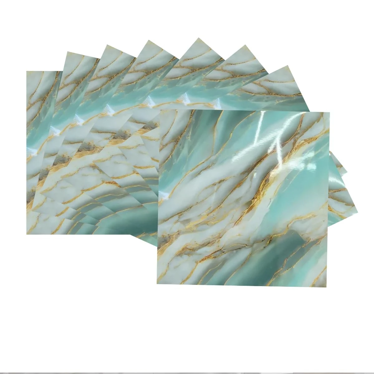 Design Studio Marble UV Panels,Green and Golden UV Marble Sheets, self Adhesive Wall Tile (60 cm * 60 cm), Wall Panels for Homes and Offices, Self Adhesive Wallpaper view 1