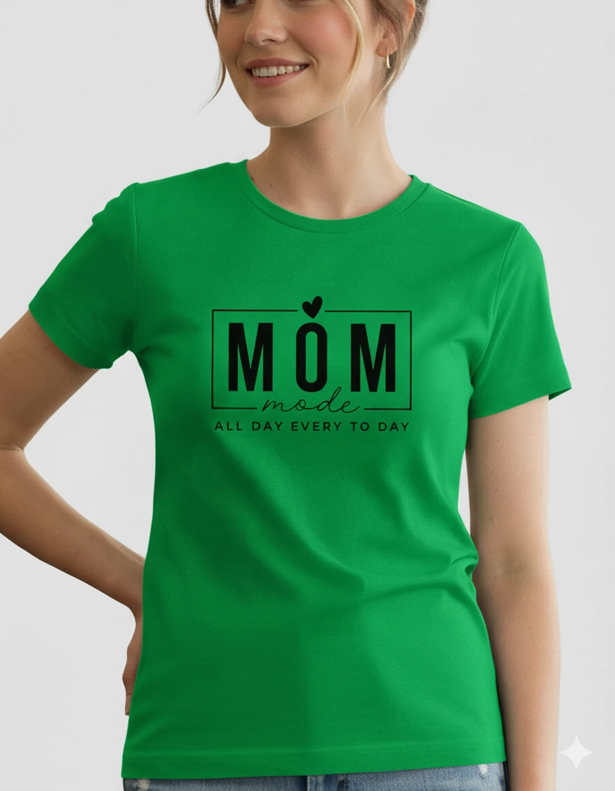 Women's Green "Mom Mode" Graphic T-Shirt