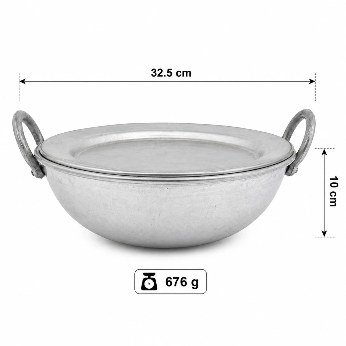 iINTELLIGENCEi Aluminium Kadhai with Lid, BIS, 32.5 x 27.5 x 10 cm, 1 Qty view 3