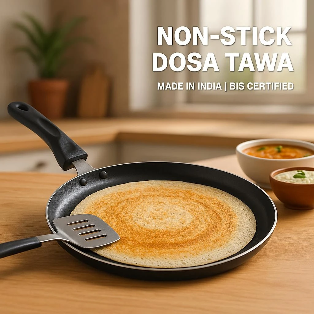 iINTELLIGENCEi Aluminium Non-Stick Dosa Tawa with Handle, 29 cm, 1 Qty view 4