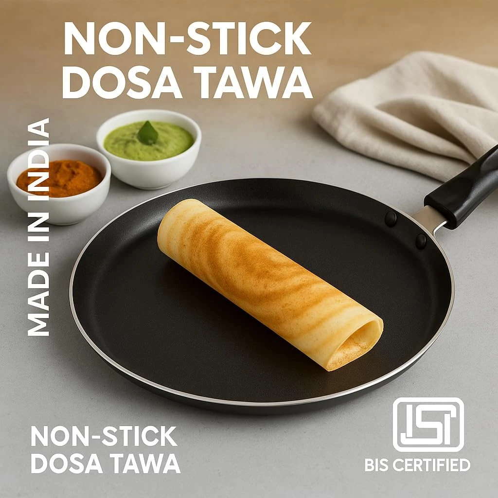 iINTELLIGENCEi Aluminium Non-Stick Dosa Tawa with Handle, 29 cm, 1 Qty view 5