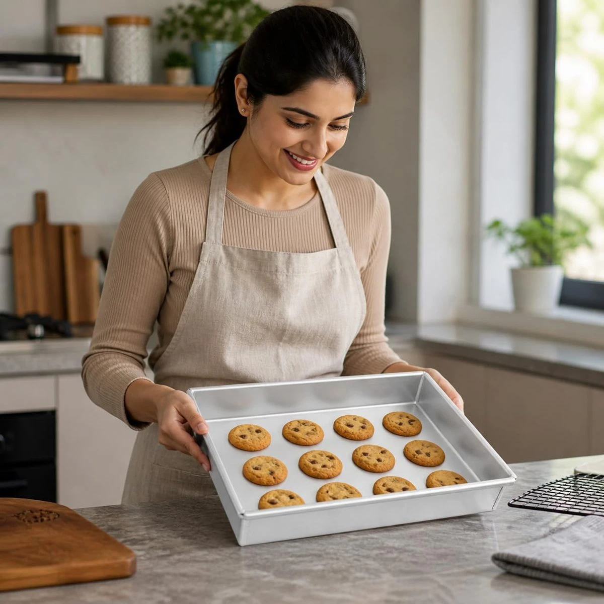 iINTELLIGENCEi Aluminium Rectangular Cake Tray, 31 x 21 x 5 cm, 1 Qty view 4