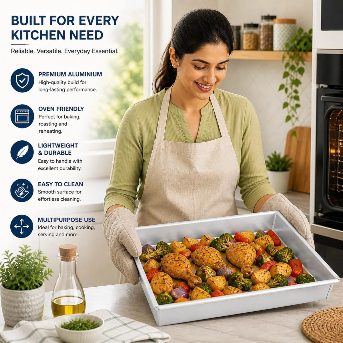 iINTELLIGENCEi Aluminium Rectangular Cake Tray, 31 x 21 x 5 cm, 1 Qty view 7