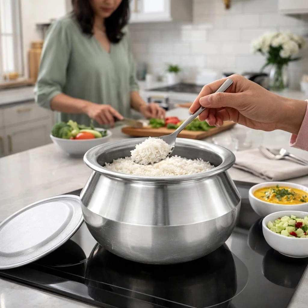 iINTELLIGENCEi Aluminium Handi Rice Pot with Lid, 18 No, 5.6 L, BIS, 1 Qty view 7