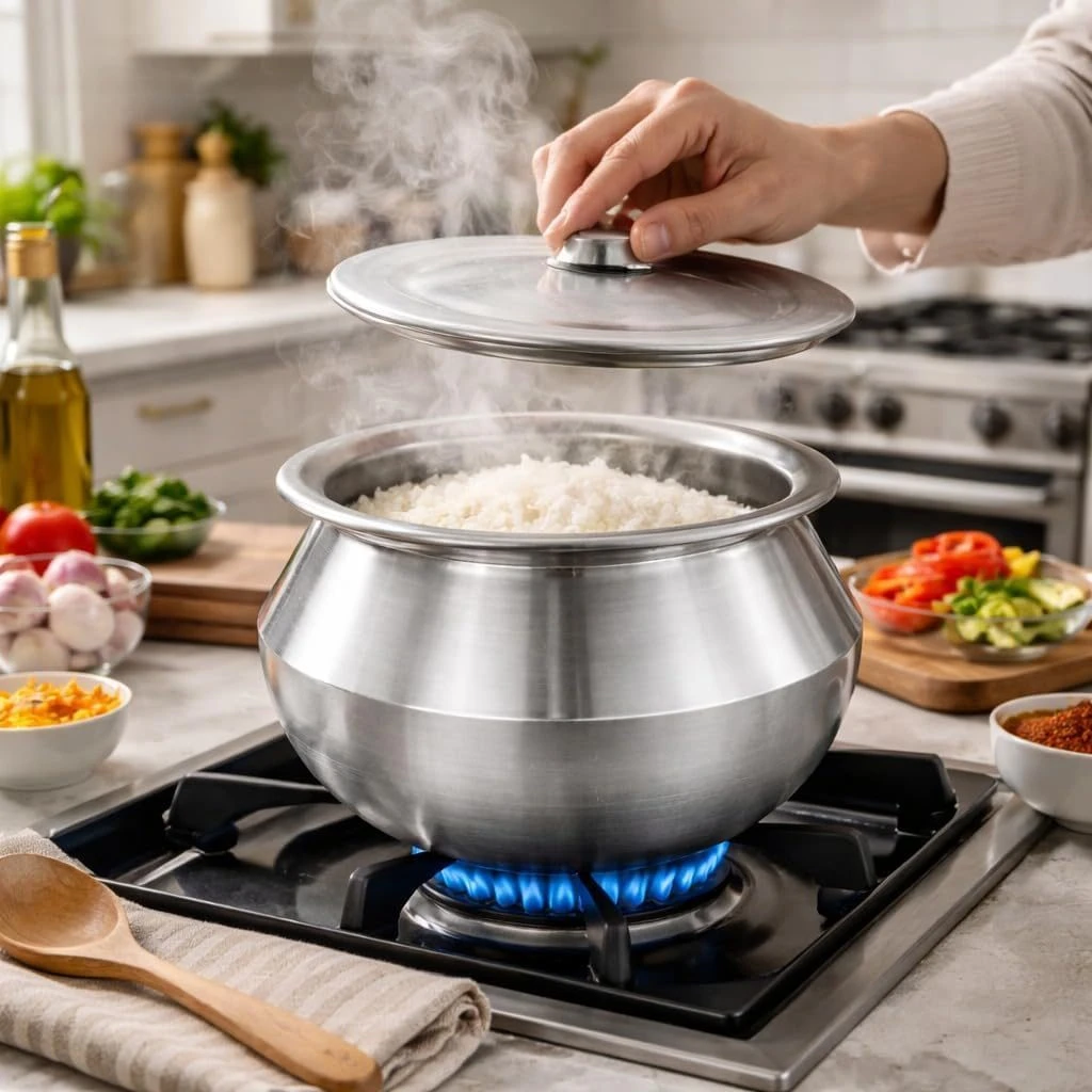iINTELLIGENCEi Aluminium Handi Rice Pot with Lid, 18 No, 5.6 L, BIS, 1 Qty view 5