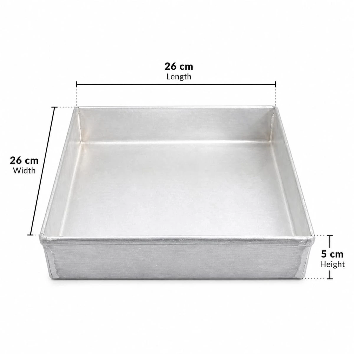 iINTELLIGENCEi Aluminium Square Cake Tray, 26 x 26 x 5 cm, 1 Qty view 3