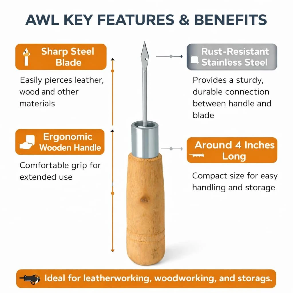 Cobbler Awl Chappal Stitching Tool, 1 Qty view 2