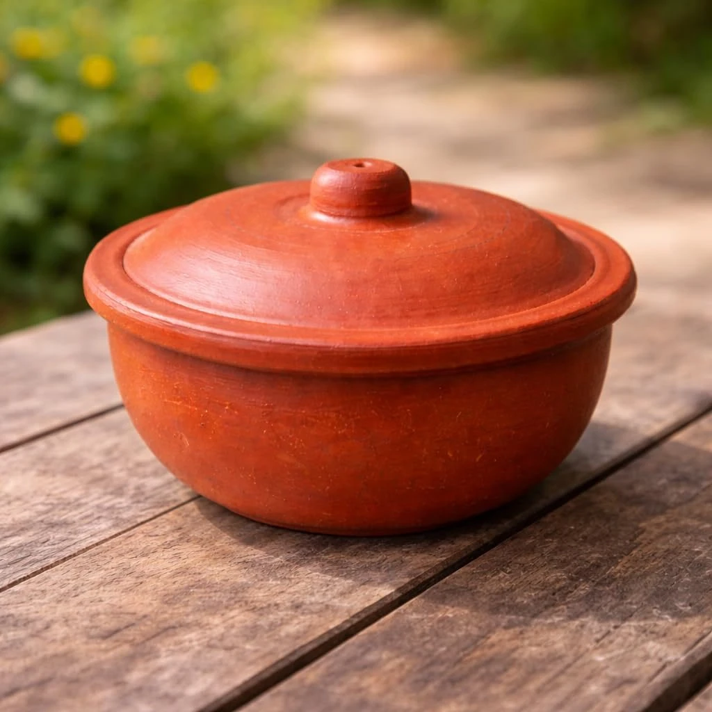 iINTELLIGENCEi Clay Bowl with Lid, Small Mann Pot, 325 ml, 12.5 cm, 1 Qty view 8