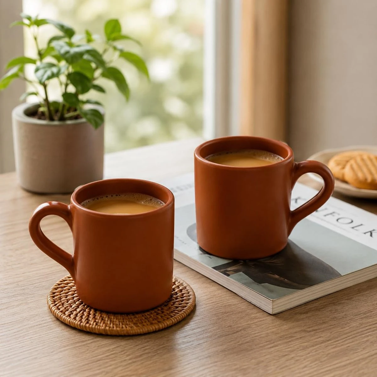 iINTELLIGENCEi Clay Coffee Mug Kulhad, 375 ml, Terracotta, 2 Qty view 7