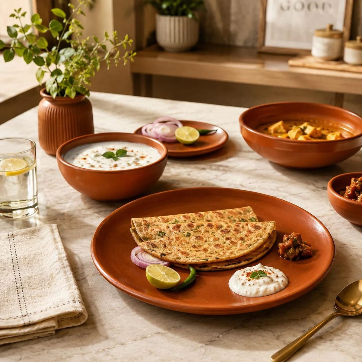 iINTELLIGENCEi Clay Dinner Plates, Terracotta Thali, 11 Inch, 28 cm, 2 Qty view 4