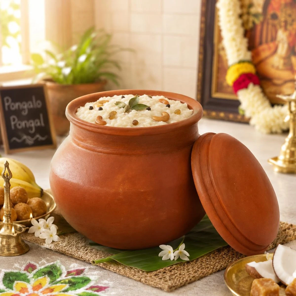 iINTELLIGENCEi Clay Pongal Pot with Lid, Pongal Panai, 2.5 Litre, 1 Qty view 3