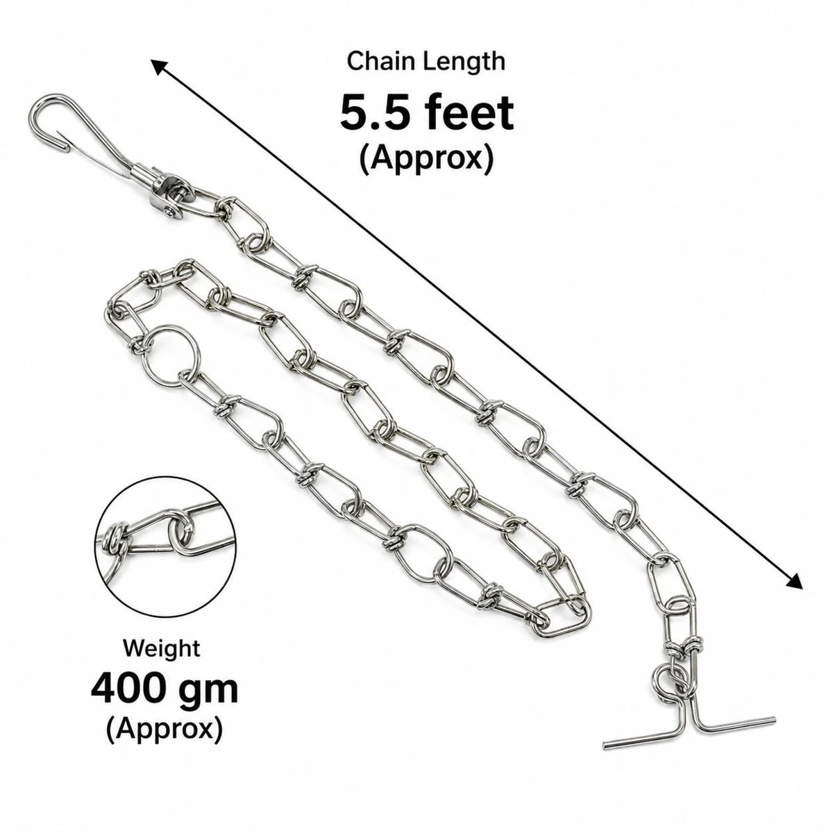 Dog Chain Lead, Heavy Duty Metal Leash, 175 cm, 1 Qty view 3