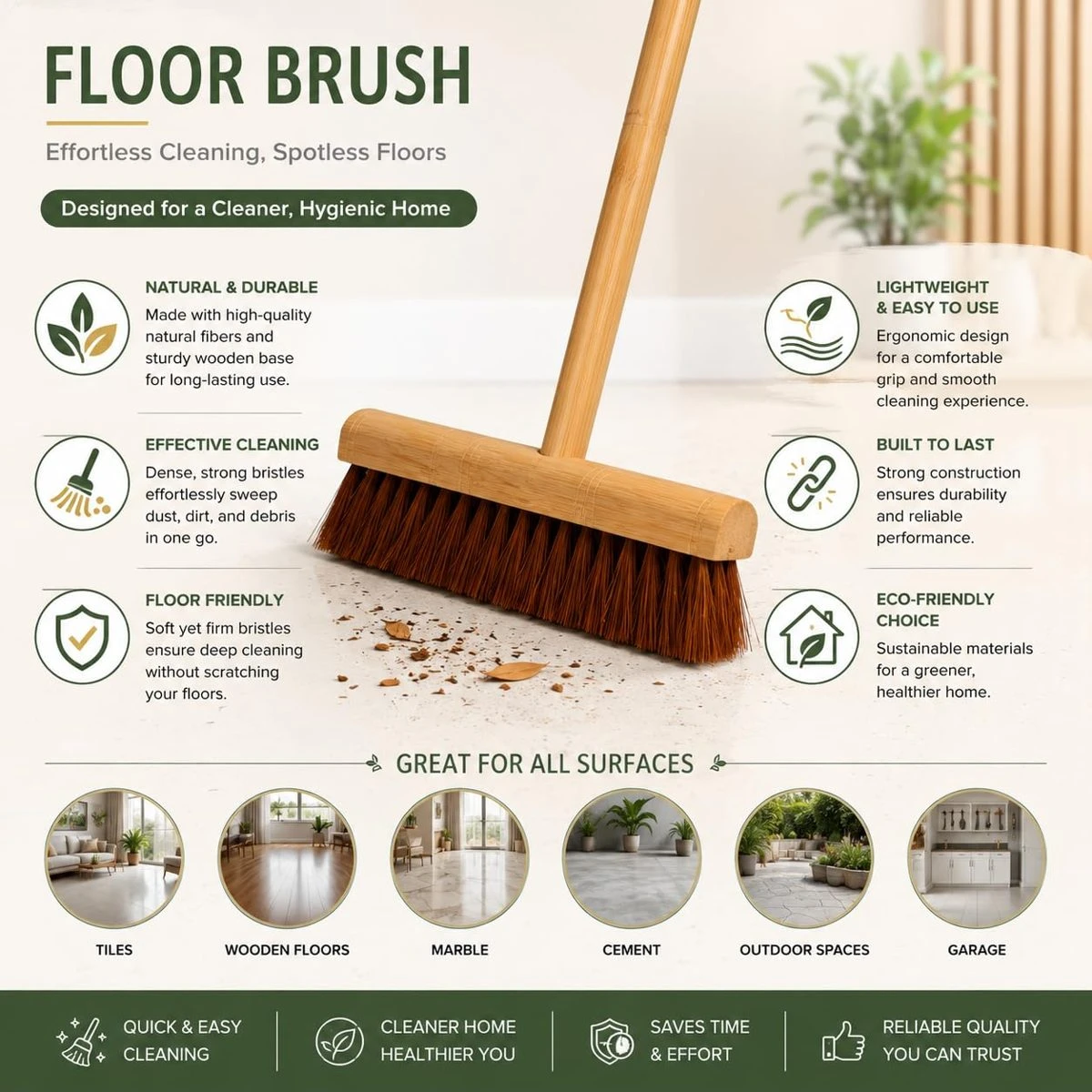 iINTELLIGENCEi Palmyra Fibre Floor Brush Head Only, No Handle, 31 cm, 1 Qty view 5