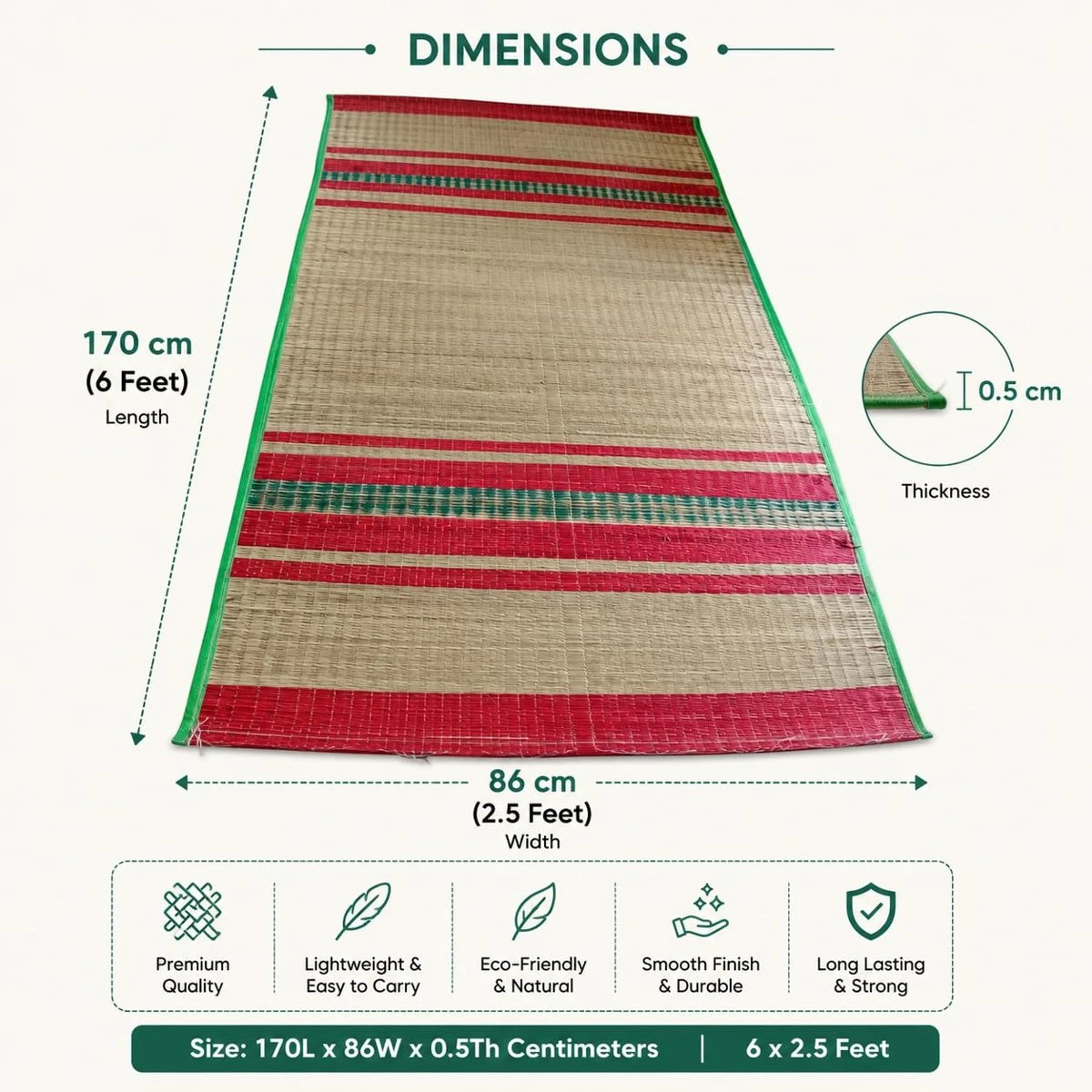 Korai Grass Mat, Natural Pai, 1 Qty view 3