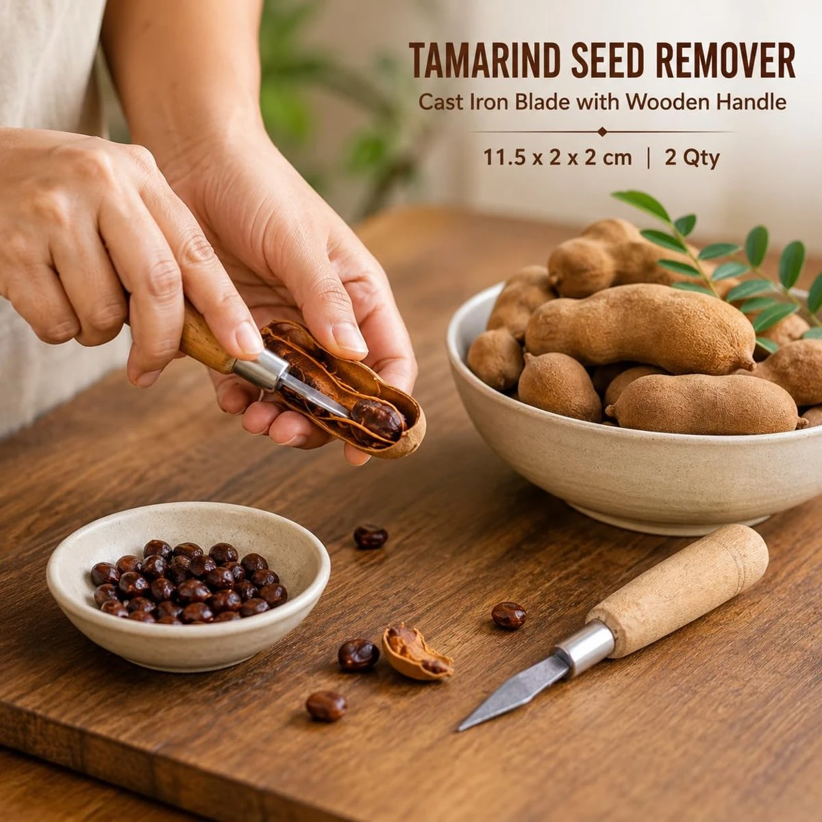 iINTELLIGENCEi Tamarind Seed Remover Kitchen Tool, 12x2x2 cm, 2 Qty view 5