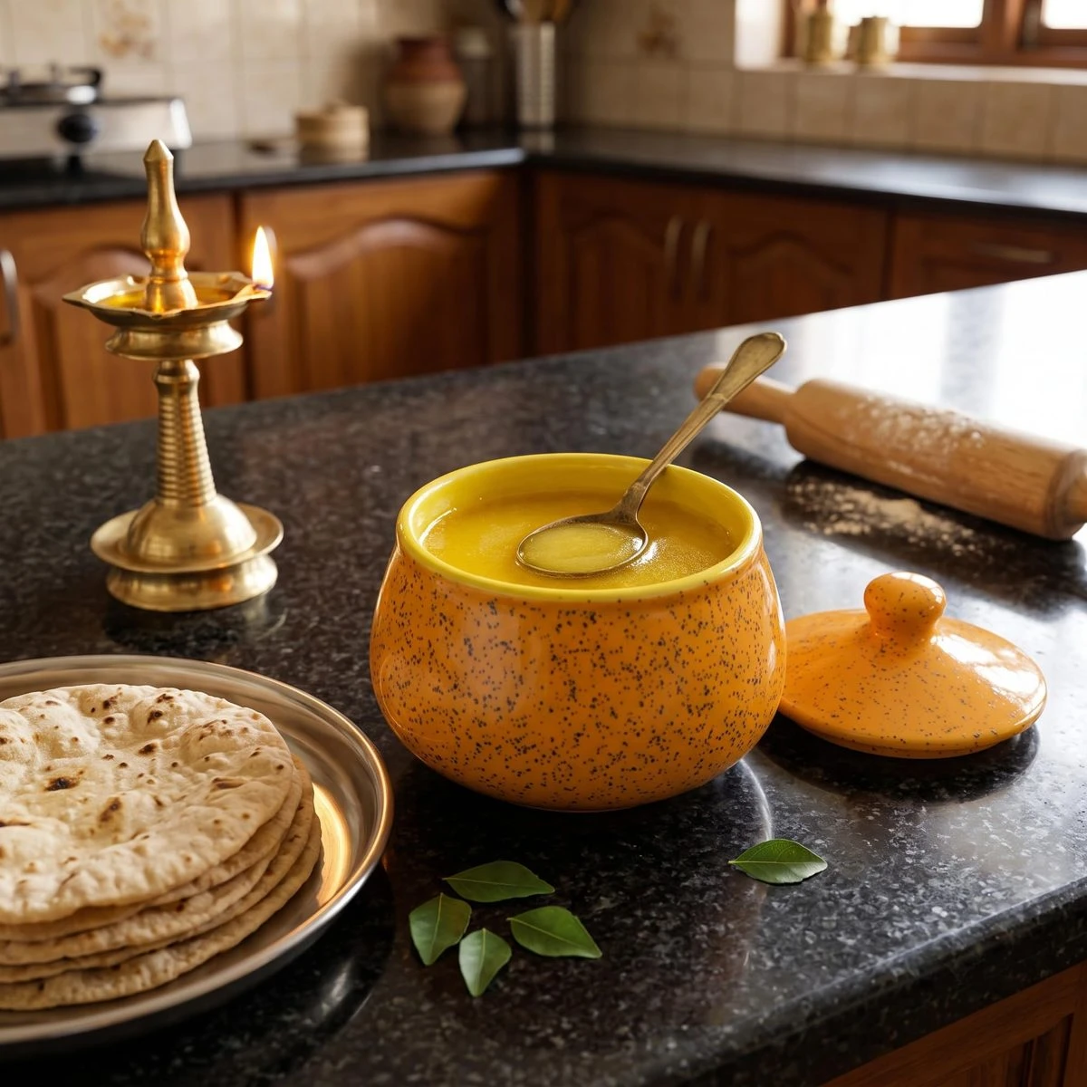iINTELLIGENCEi Ceramic Ghee Pot with Lid, 350 ml Orange Achar Handi view 4