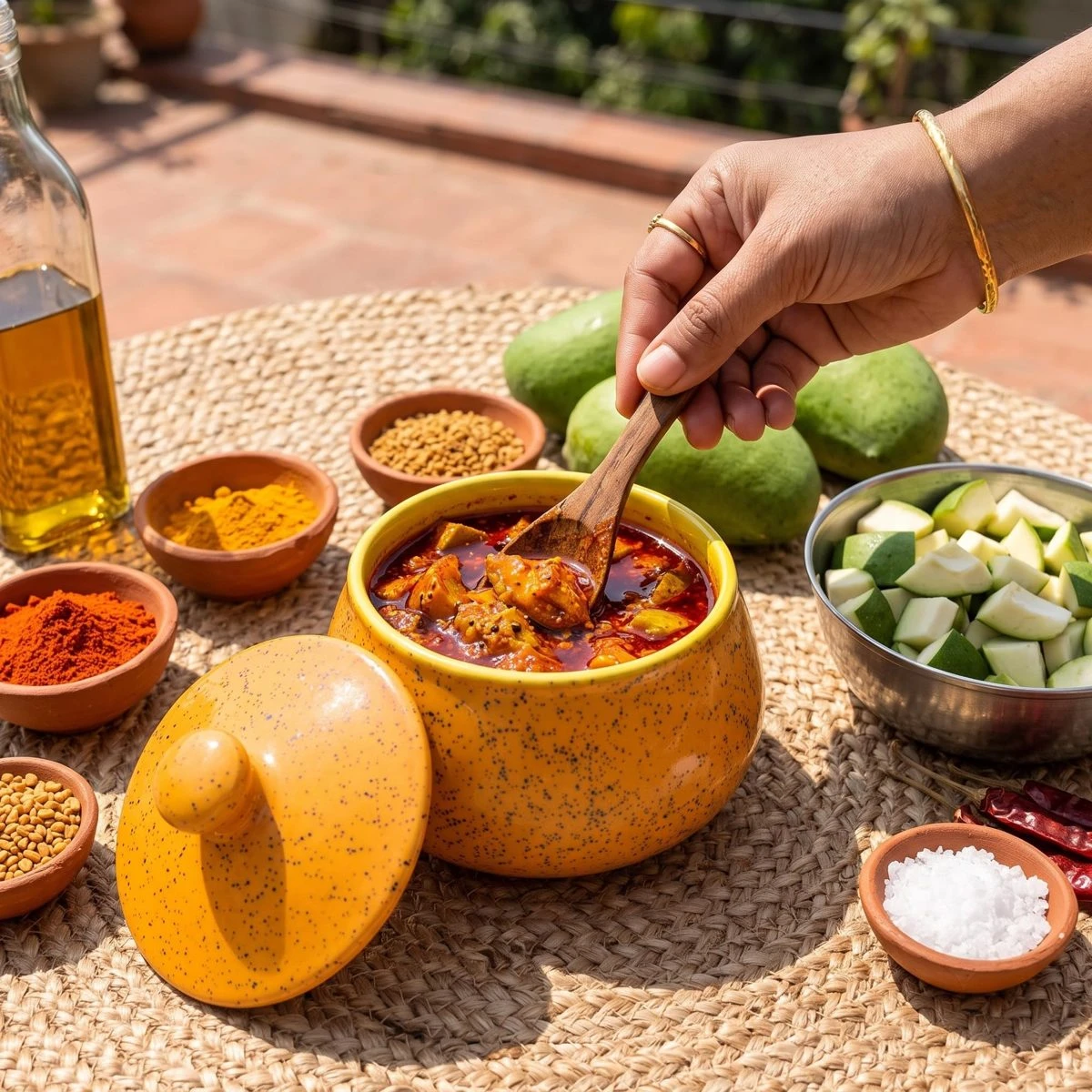 iINTELLIGENCEi Ceramic Ghee Pot with Lid, 350 ml Orange Achar Handi view 7