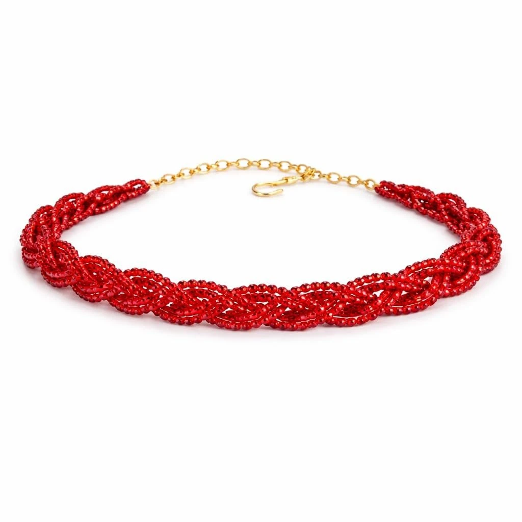 Hydro Crystal Braided Choker Necklace, Bright Red, 1 Qty view 1