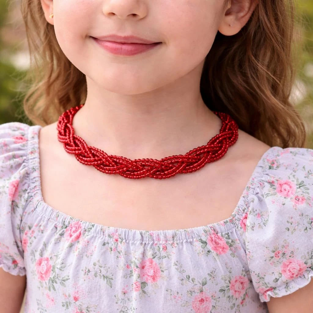 Hydro Crystal Braided Choker Necklace, Bright Red, 1 Qty view 4