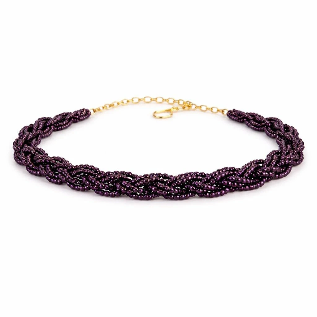 Hydro Crystal Braided Choker Necklace, Deep Purple, 1 Qty view 1