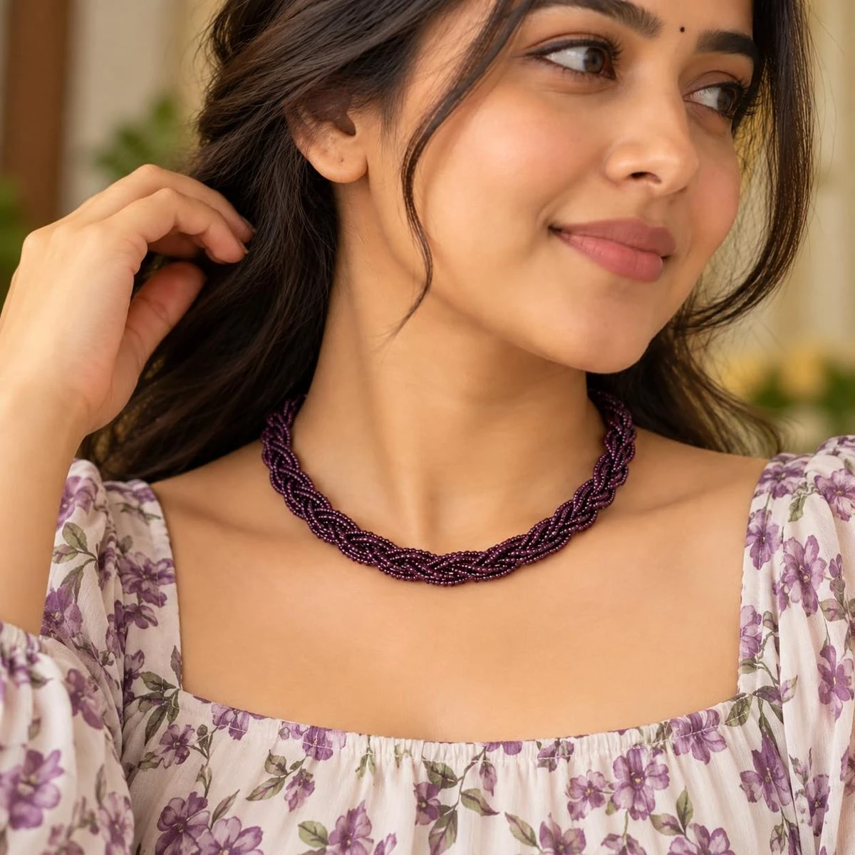 Hydro Crystal Braided Choker Necklace, Deep Purple, 1 Qty view 3
