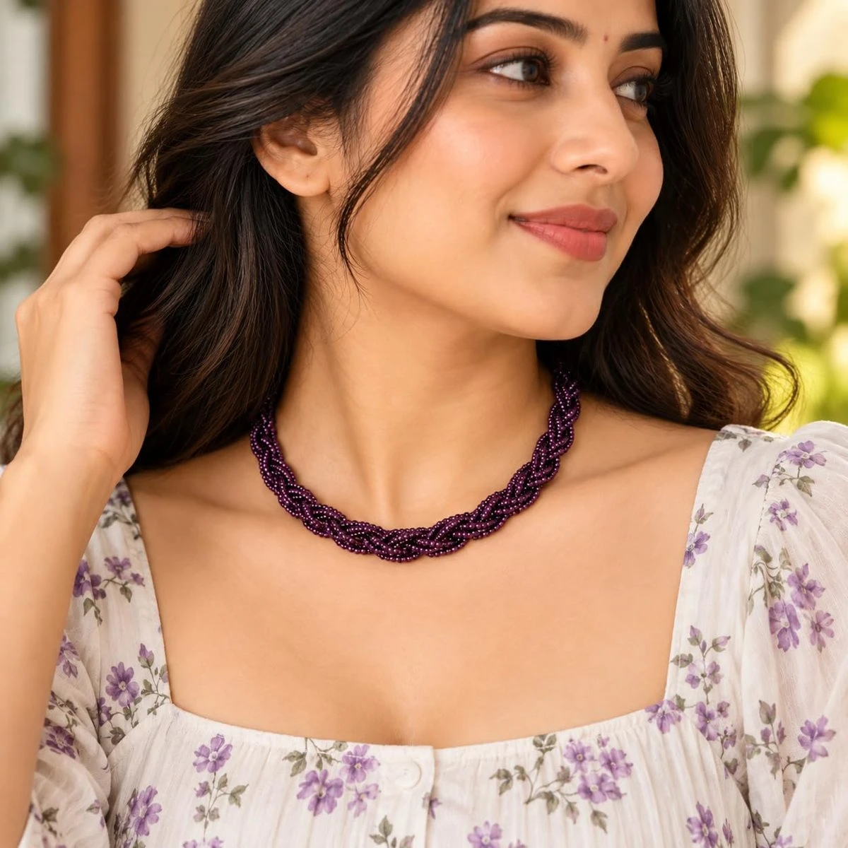 Hydro Crystal Braided Choker Necklace, Deep Purple, 1 Qty view 7