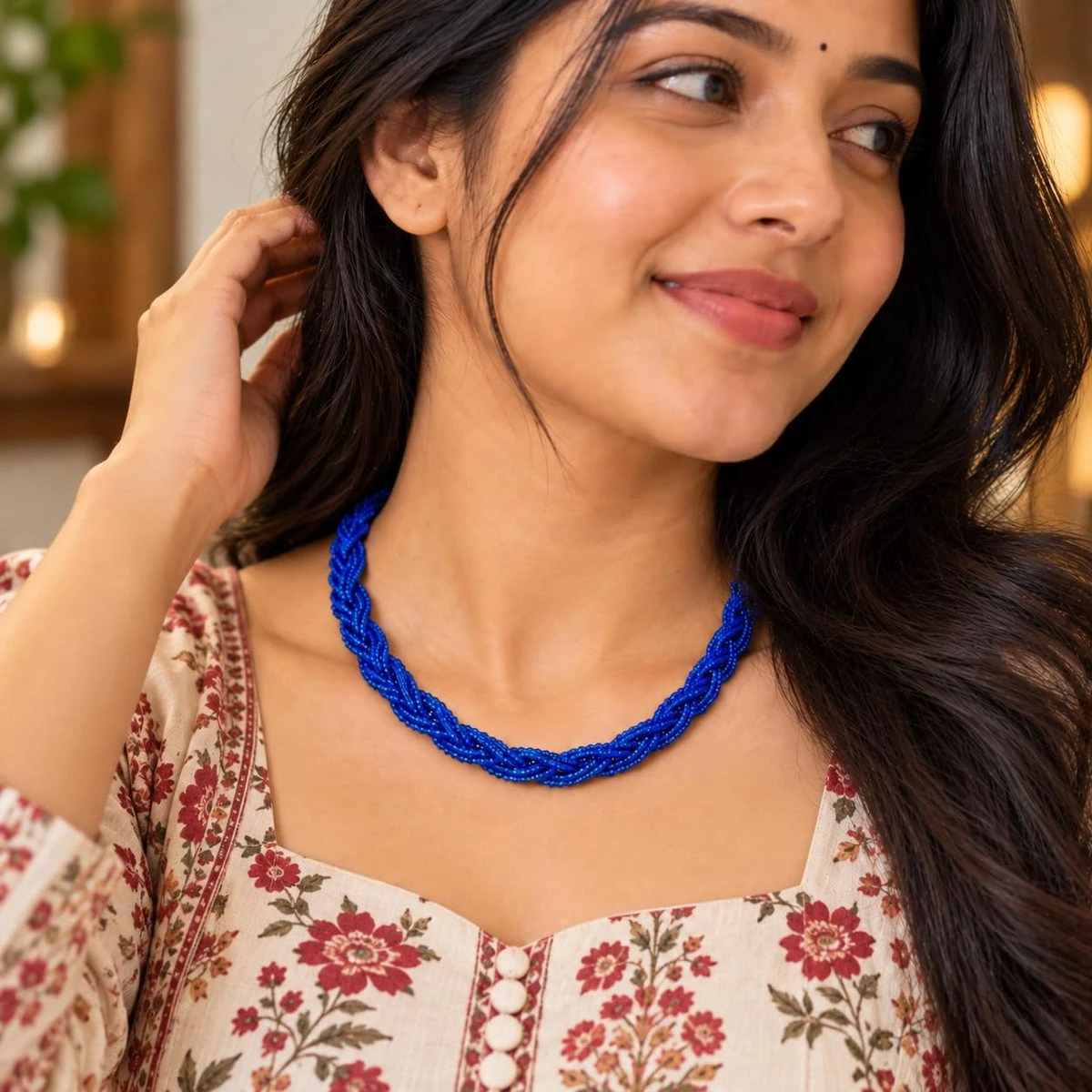 Hydro Crystal Braided Choker Necklace, Royal Blue, 1 Qty view 5