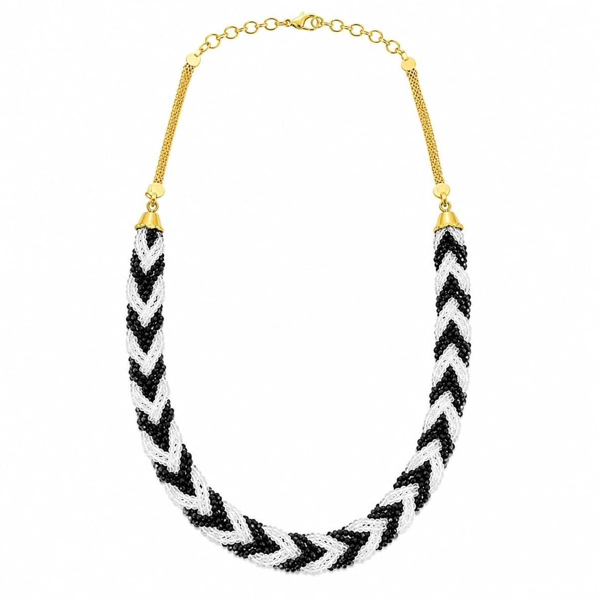 Hydro Crystal Braided Choker Necklace, White&Black, 1 Qty view 1