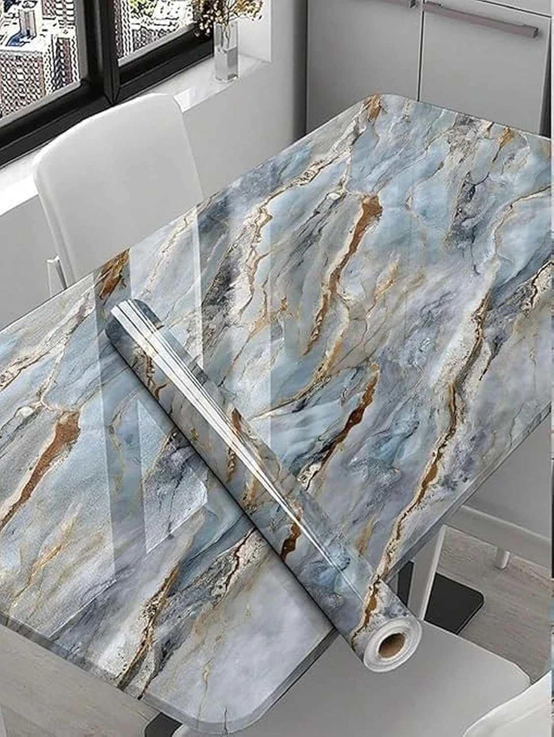 Design Studio Marble Waterproof & Oil-Proof Wallpaper Self-Adhesive Sticker (60x200cm) - Ideal for Furniture, Kitchen Cabinets, Tables, Wardrobes, & PVC DIY Projects Natural Mountain view 1