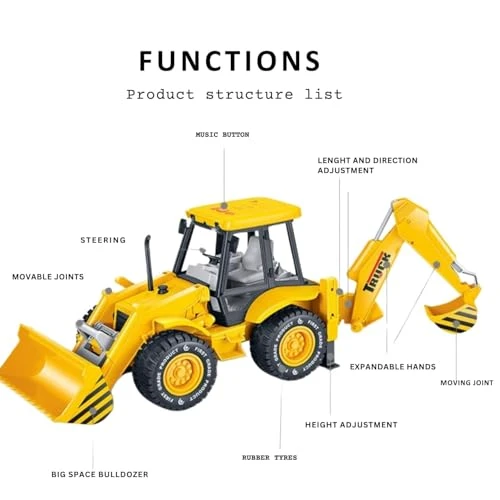 Design Studio JCB Excavator Toy for Kids 3+ Years | Backhoe Loader Construction Truck with Front Shovel, Movable Digging Arm, Sound & Light | Heavy Duty Construction Vehicle Toy for Boys & Girls view 7