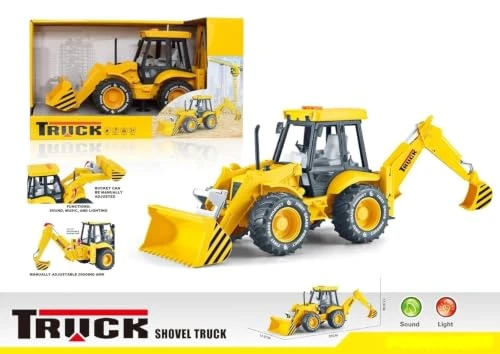 Design Studio JCB Excavator Toy for Kids 3+ Years | Backhoe Loader Construction Truck with Front Shovel, Movable Digging Arm, Sound & Light | Heavy Duty Construction Vehicle Toy for Boys & Girls view 6