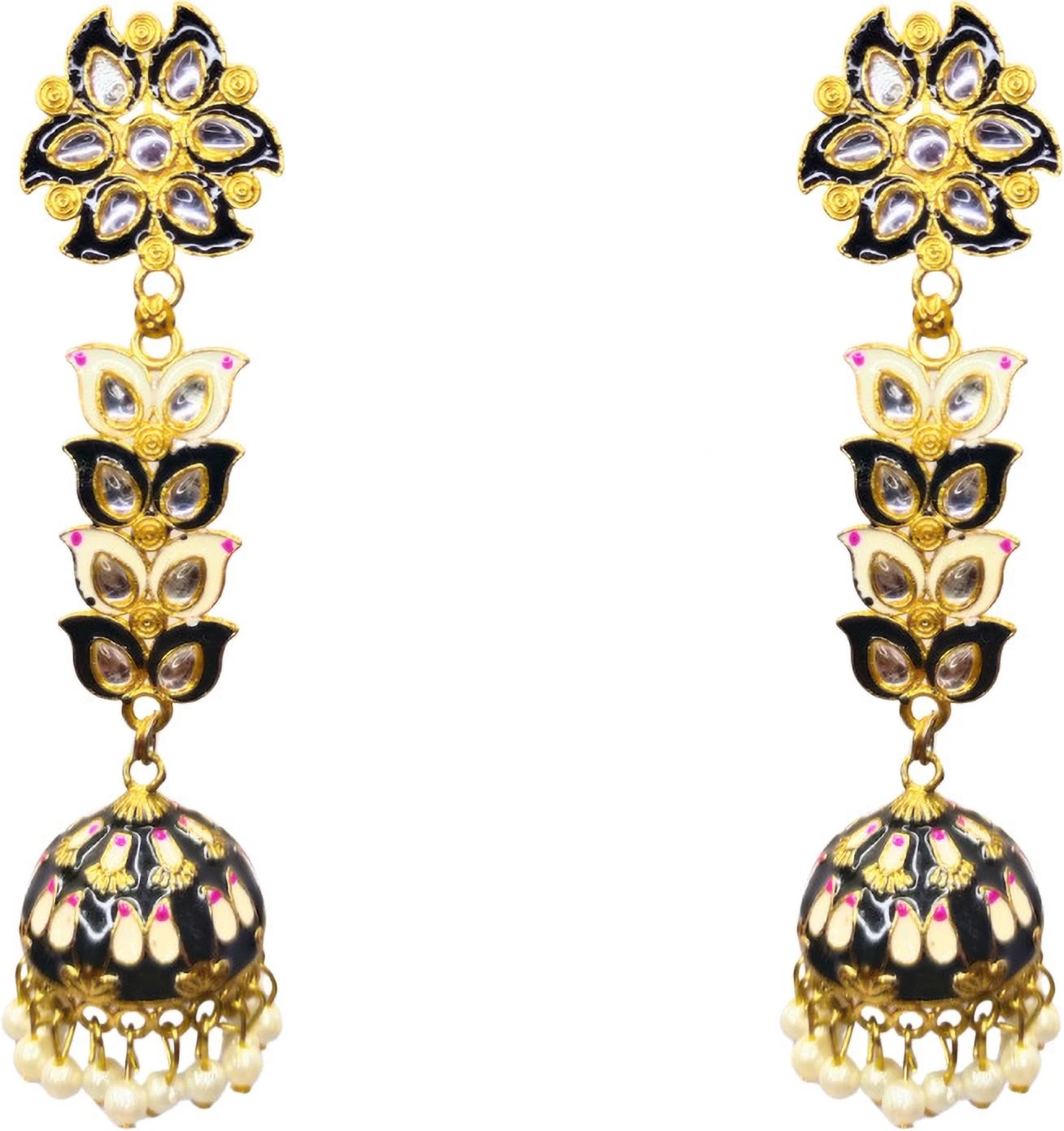 Tahaniya Pushpa Lata Floral Cascade Pearl Jhumkas Jhumki Earring and Drops & Danglers view 1