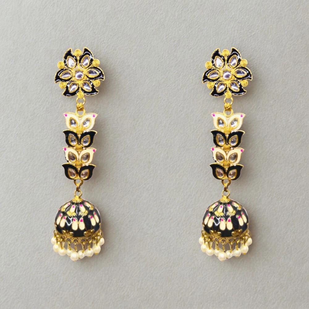 Tahaniya Pushpa Lata Floral Cascade Pearl Jhumkas Jhumki Earring and Drops & Danglers view 3