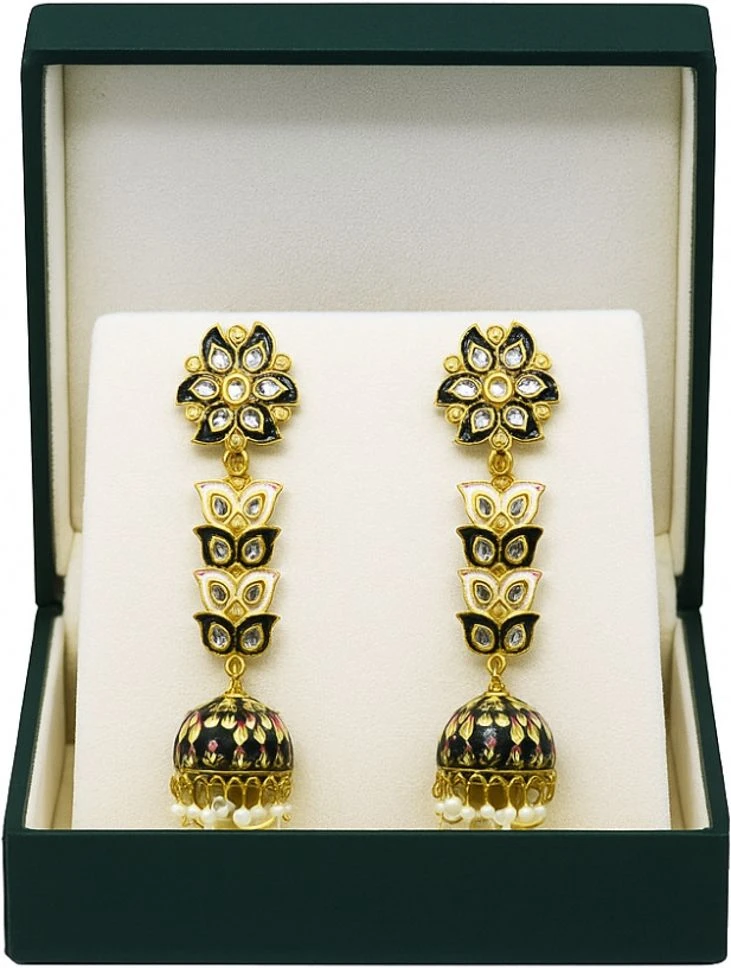 Tahaniya Pushpa Lata Floral Cascade Pearl Jhumkas Jhumki Earring and Drops & Danglers view 5